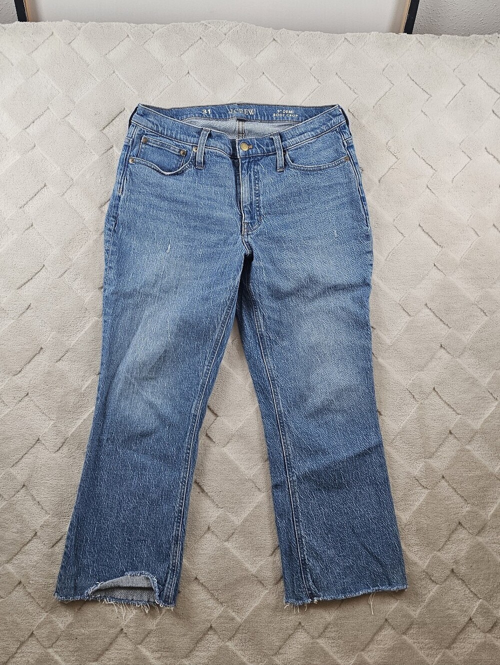 J. Crew Demi Boot Cropped Jean Womens 31 Rigid Denim Western Corgirl